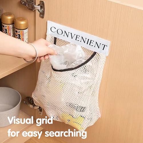 2-Pack Adhesive Trash Bag Holder Dispenser - Wall Mount Mesh Organizer