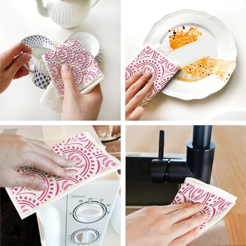 Morigins Swedish Kitchen Towel Set - 8 Pack Reusable Orange Sponge Cloths