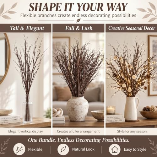 20 Pieces Fall Curly Willow Branches for Vases Halloween Decor - 35.4"