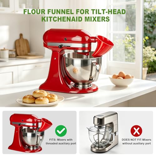 KitchenAid Flour Funnel - Anti-Splash Attachment for 4.5 & 5 Quart Mixers