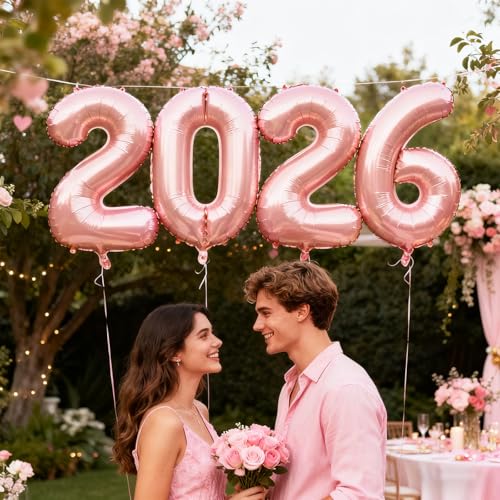 Rose Gold 2026 Number Balloons 16 Inch Foil Graduation New Year Party