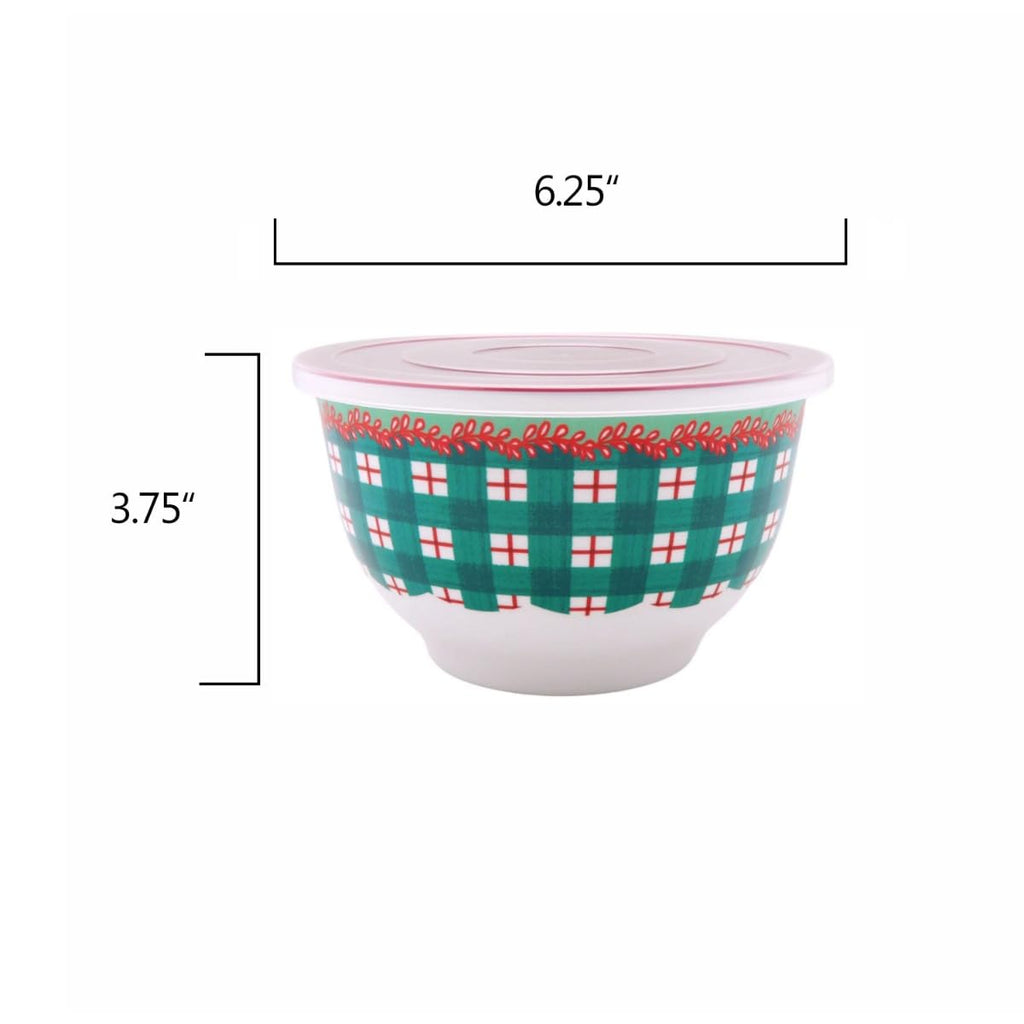 PtaTt Melamine Mixing Bowl Set with Lids, 18 Piece Set, Wishful Winter
