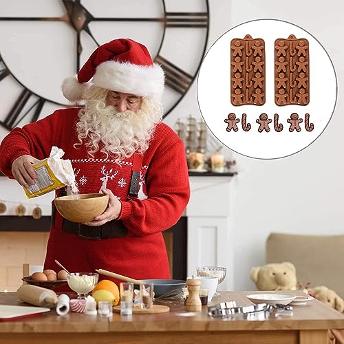 Christmas Silicone Candy Mold 2-Pack - Gingerbread & Candy Cane Shapes for Baking & Crafts