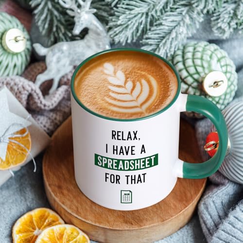 Funny Excel Mug - Accountant Gifts for Women Men, Christmas & Birthday Gift - White & Green II, 11 Oz