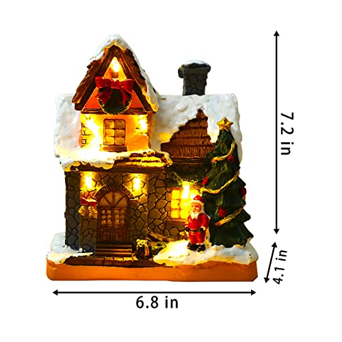 Christmas Village Houses with Warm LED Lights - Handmade Resin Scene - Variation A