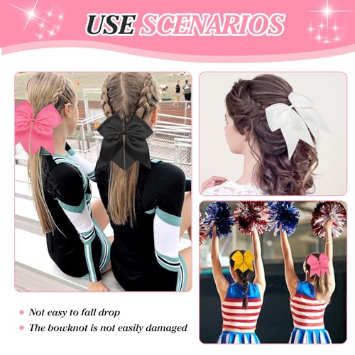 TUUXI 8 Inch Large Cheerleading Bows 4 Pcs Grosgrain Ribbon Hair Ties