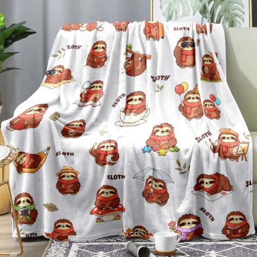 Zevrez Sloth Throw Blanket 48x60 inches Soft Flannel Fleece for Kids & Adults