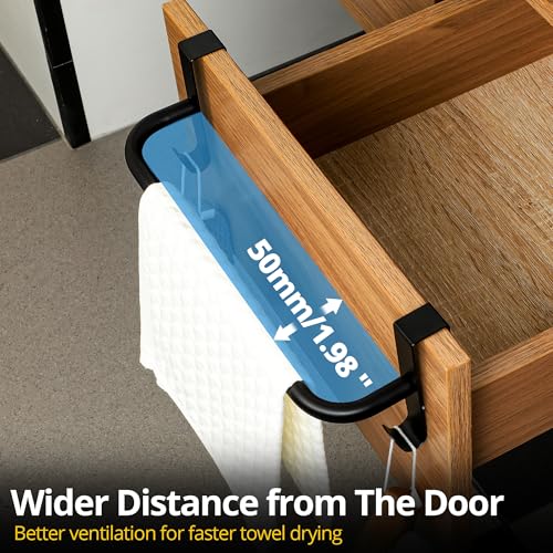SAYAYO 10-Inch Kitchen Towel Holder for Cabinet Door with 2 Hooks, Matte Black