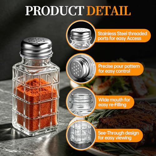 Supercenter 2-Piece Glass Salt and Pepper Shaker Set with Stainless Lids