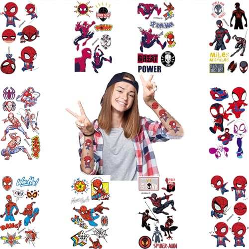 Spider-Man Temporary Tattoos 10 Sheets Kids Superhero Body Art Stickers