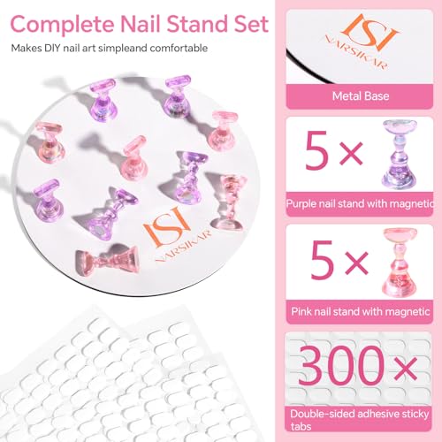 Narsikar Magnetic Nail Stand Set for Press On Nails with 300 Tabs