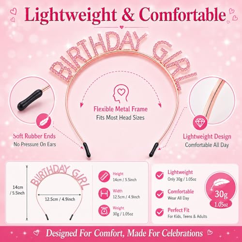 Birthday Girl Rhinestone Headband & Tiara Crown Party Accessory