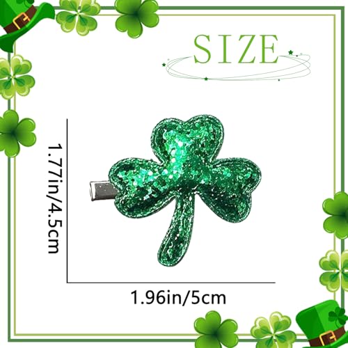 St. Patrick's Day Sequined Shamrock Hair Clips - Irish Green Clover Barrettes
