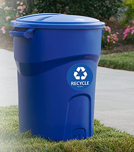 IGNIXIA Blue Recycle & Trash Stickers 6x6 Inches - Pack of 2 Waterproof Decals for Waste Bins