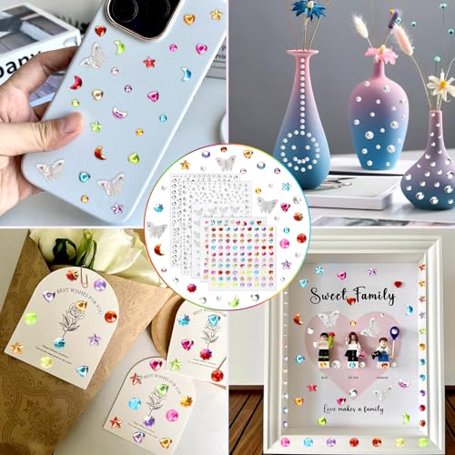 895 PCS Easter Gem Stickers Rhinestones Pearls for Crafts Face Makeup