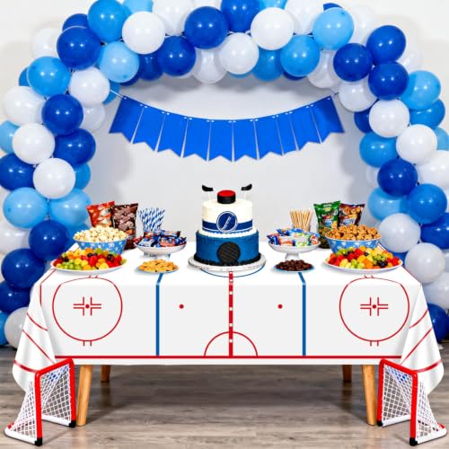 Ice Hockey Rink Table Covers - 51x86 Inch Disposable Tablecloths (Set of 4)