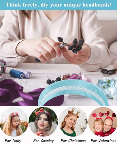 Wecoe Sky Blue Wide Silk Satin Headband for Women Non-Slip Hair Band