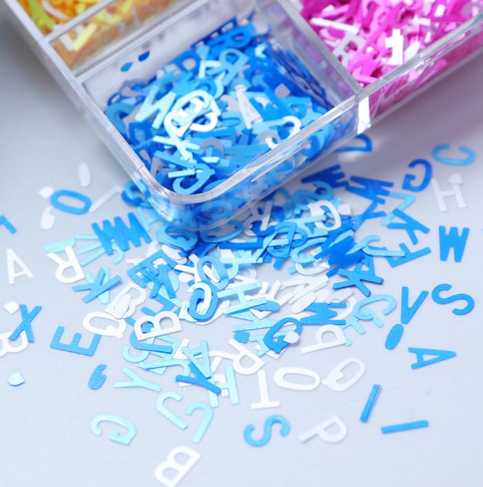 Holographic 3D Alphabet Nail Art Glitter Sequins - 6 Color Set (A-Z)