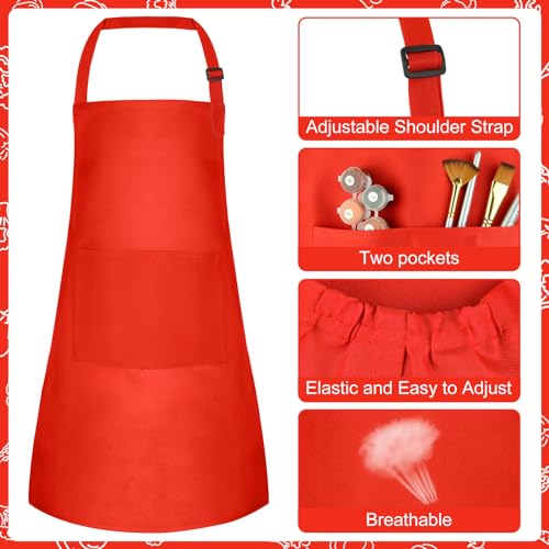 Kids Apron and Chef Hat Set - Adjustable Red Children's Baking Outfit