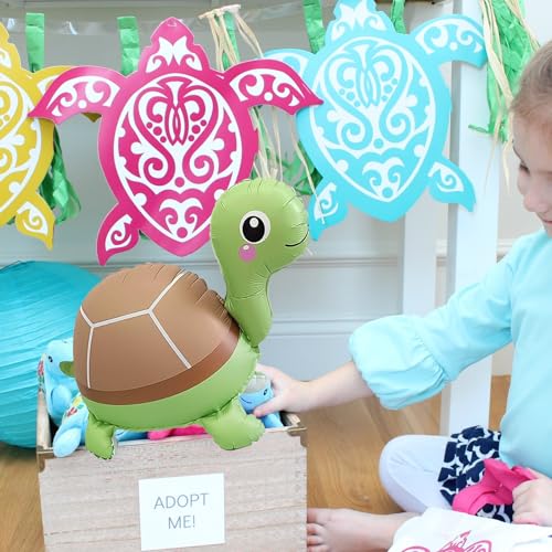 3D Self-Standing Turtle Foil Balloons - 4 Pack, 28-Inch Ocean Party Decor