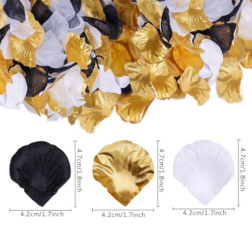 Fumwase 1800pcs Artificial Rose Petals Bulk Wedding Party Decorations Black White Gold