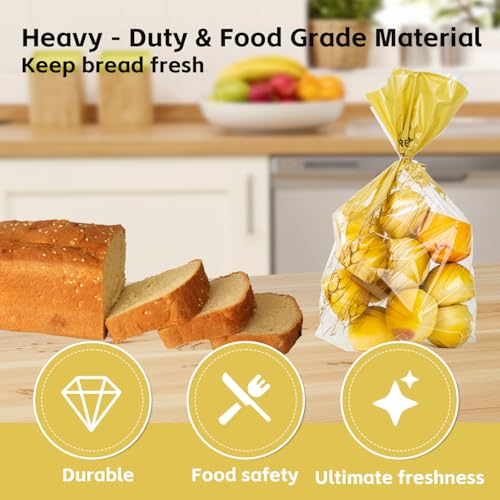Clear Plastic Bread Bags with Ties - 50 Pack for Homemade Bread