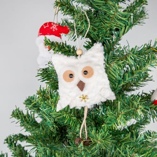 Berfutall Plush Owl Christmas Tree Ornaments 4-Pack Woodland Holiday Decor