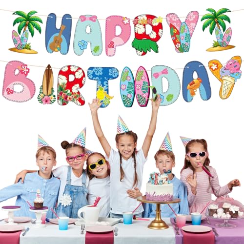 Hawaiian Birthday Banner - Tropical Luau Party Decor