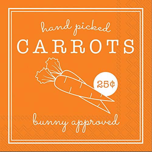 Easter Cocktail Napkins - 20-Count 3-Ply Hand Picked Carrots