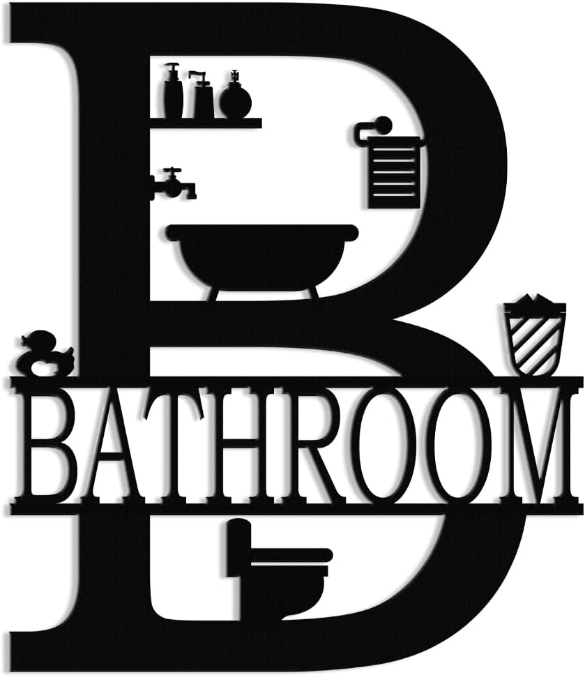 XORT Metal Bathroom Wall Art - Funny Farmhouse Decor Sign for Modern Homes | Black - 12 x 14 Inch
