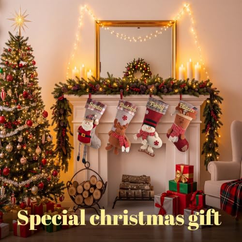 12 Pcs 18 Inch Christmas Stockings Set - Santa Snowman Reindeer Classic Variation