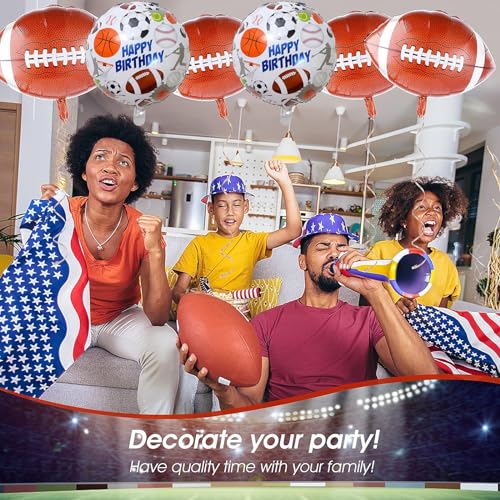 Sports Balloons Set for Birthday Party - Football, Baseball, Basketball & Soccer