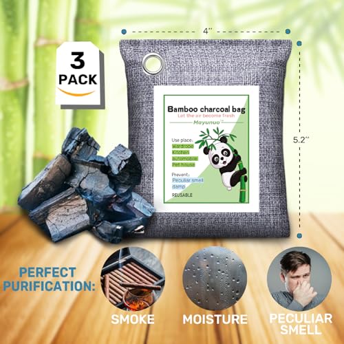 Activated Charcoal Odor Absorber Deodorizer - 3 Pack Natural Air Purifier