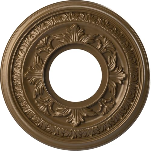 Ekena Millwork Baltimore 10-in. PVC Ceiling Medallion, Metallic Champagne Bronze