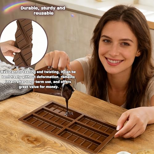 SAYUANVA Silicone Chocolate Bar Mold, Non-Stick Rectangle Candy & Protein Bar Tray