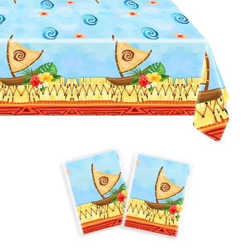 2 Pack Hawaiian Tablecloths for Summer Beach Parties - 42 x 71 inches