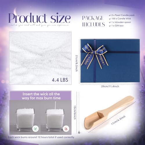 Pearled Scented Candle Kit with Wicks & Wooden Spoon - Summer Night Variation