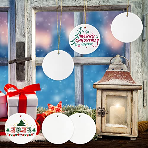 White Sublimation Ceramic Ornament Blanks - 25PC Round Porcelain Discs for Heat Press Printing - Xmas Keepsake Crafts
