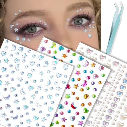 NOOEPC Self-Adhesive Face Gems & Hair Rhinestones for Festivals and Makeup