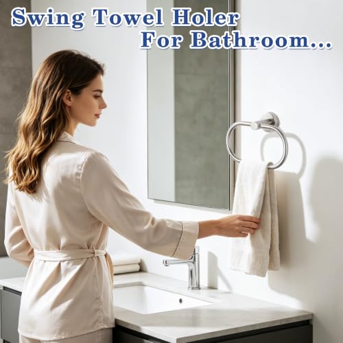 Alise Brushed Nickel Hand Towel Holder Ring - Wall Mounted