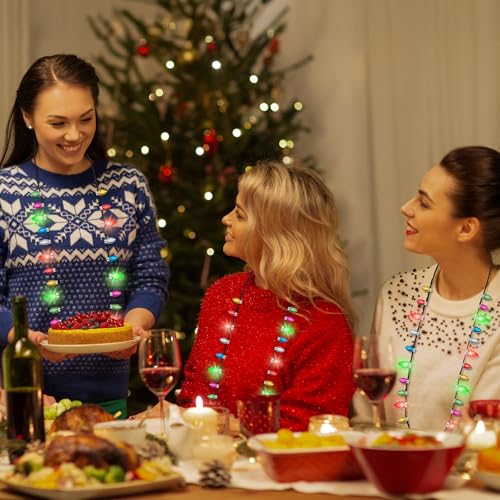 Traplace Christmas Necklace with 3 Glow Modes - Festive Xmas Lights Decoration for Parties