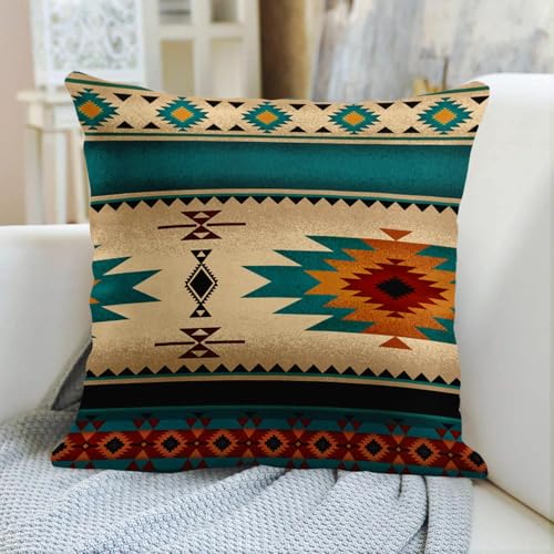 Emvency Western Tribal Turquoise Throw Pillow Cover, 16 x 16 Inch
