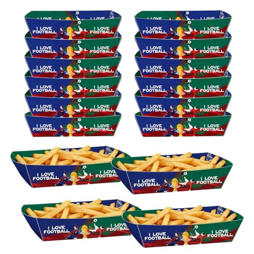 NIhtian 12 Pack Soccer Popcorn Boxes Disposable Paper Snack Trays for Birthday Party