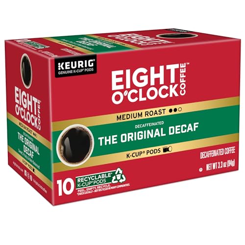 Eight O'Clock Coffee The Original Decaf, Single-Serve Keurig K-Cup Pods, Medium Roast Coffee Pods, 60 Count