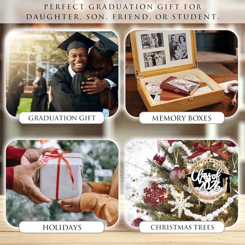 Graduation Ornament Class of 2026 with 'And So The Adventure Begins' - Wooden Car Decor