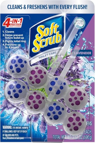 Soft Scrub Lavender 4-in-1 Rim Hanger Toilet Cleaner 2 Pack (6 Sets)