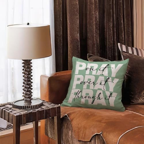 Sage Green Christian Scripture Throw Pillow Cover, 18x23in Bible Verse Decor