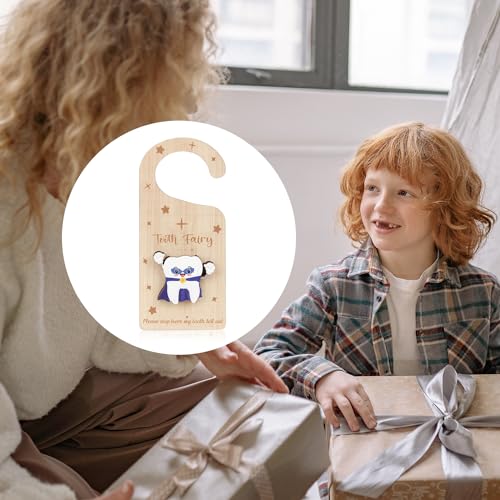 Wooden Tooth Door Hanger with Money Holder Keepsake Box for Kids