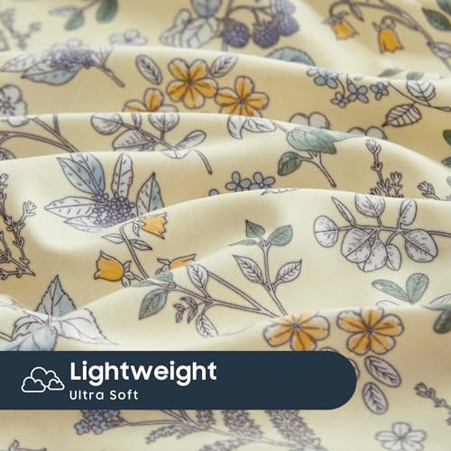 Wake In Cloud Floral Pillowcases, Vintage Botanical Cream Yellow, 2-Pack
