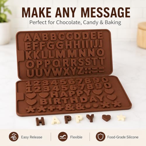 Mini Alphabet & Number Silicone Molds - 2 Pack for Cake Decorating